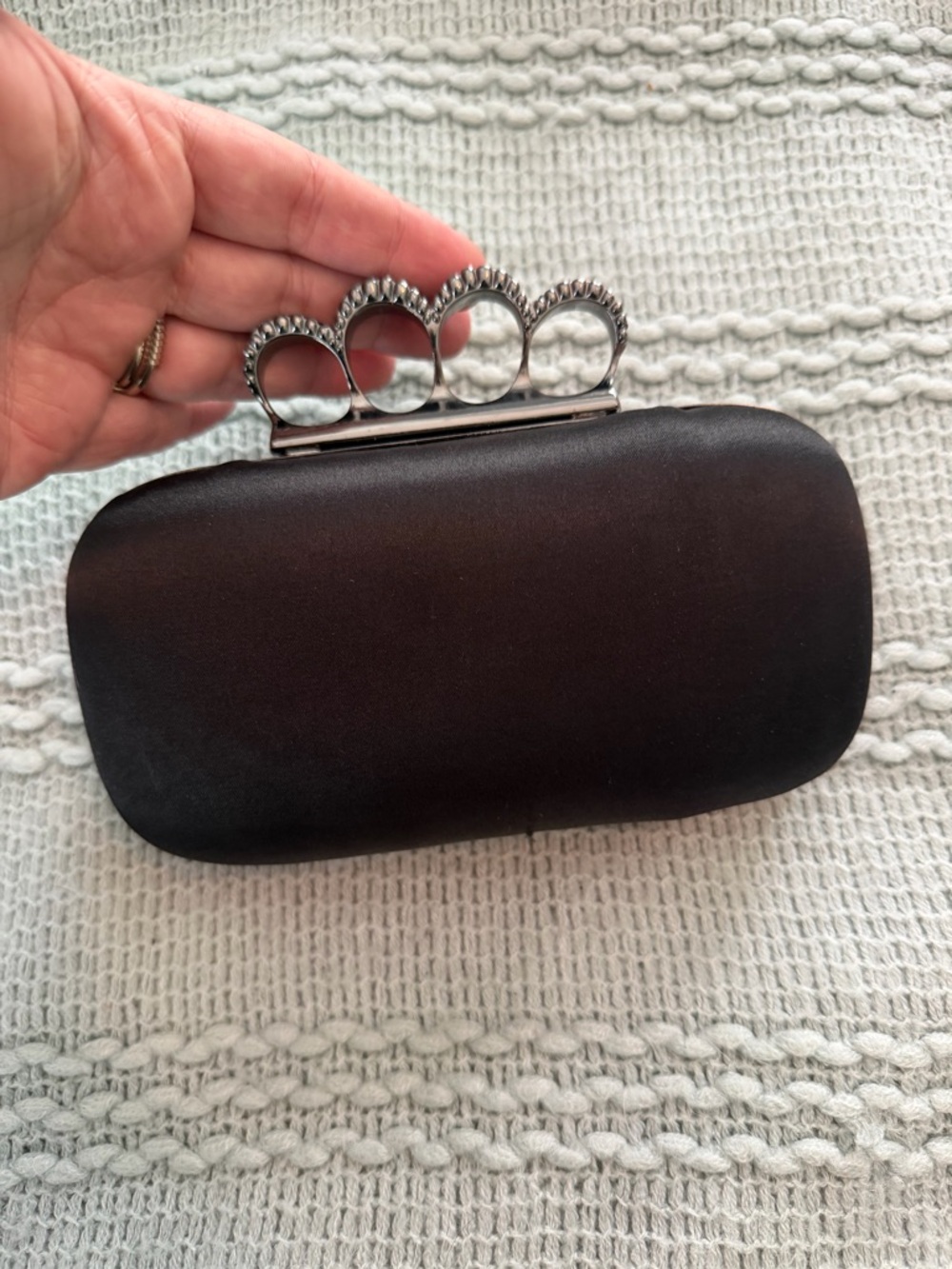 Charming Charlie Black Crystal Knuckle-Handle Clutch - Picture 4 of 9